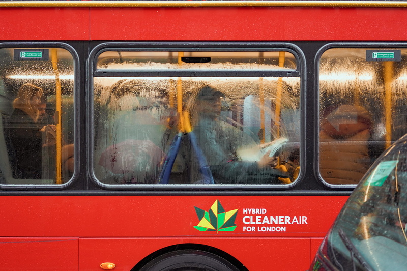 vehicle, people, 5K, double decker bus, rainbow, text, day, train - vehicle, fountain, united kingdom, land vehicle, train, communication, bus, rail transportation