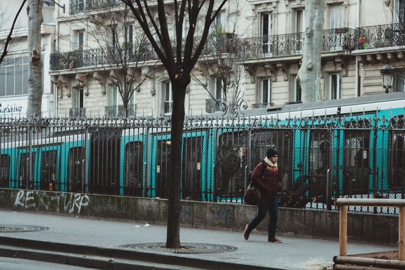 boulevard de rochechouart, urban, building exterior, paris, warm clothing, day, plant, architecture, people, tree, canal, rear view, 4K, real people, men
