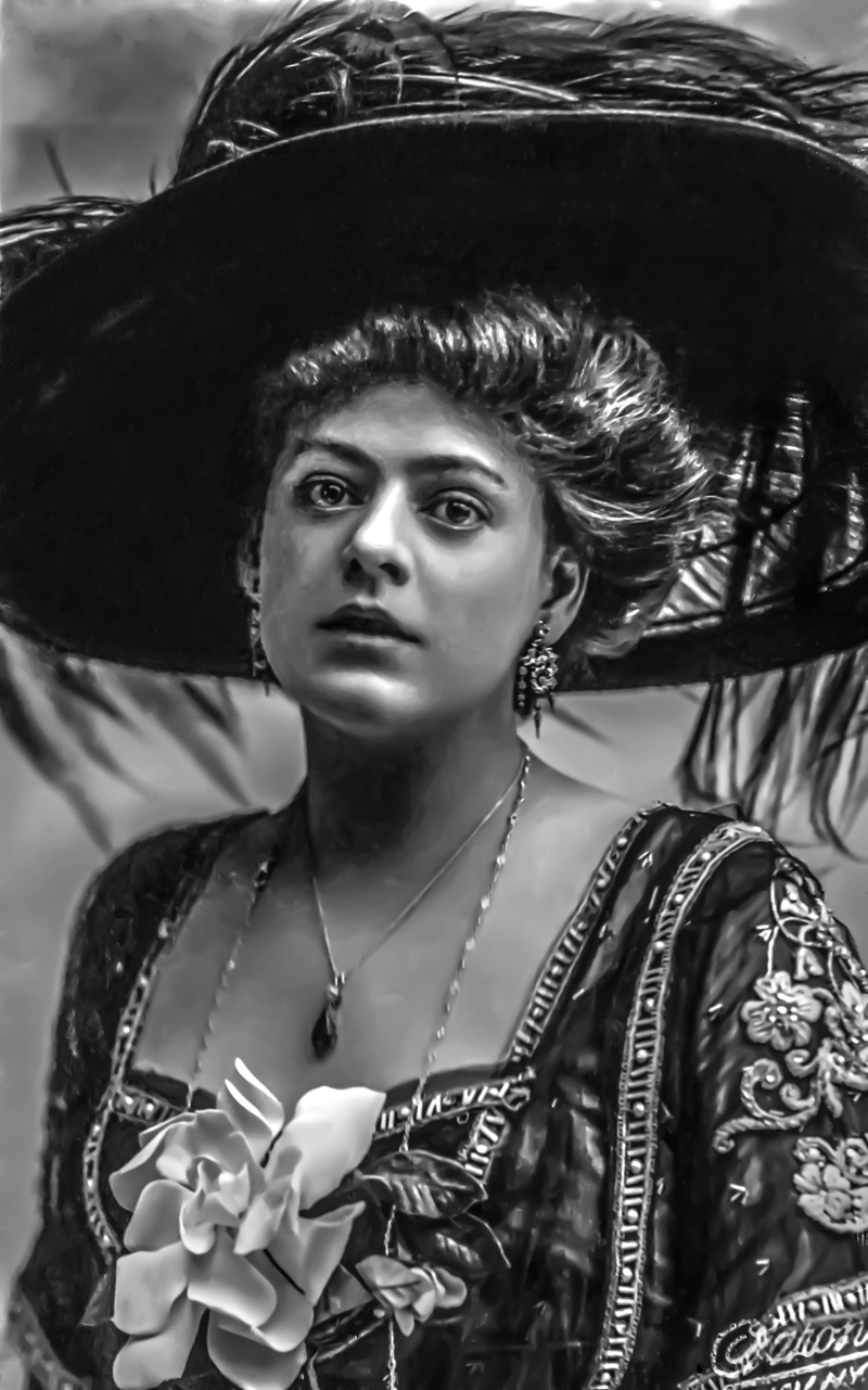 females, clothing, ethel barrymore - female, looking at camera, radio, hat, headshot, beautiful woman, fashion, young adult, silent, stage, one person