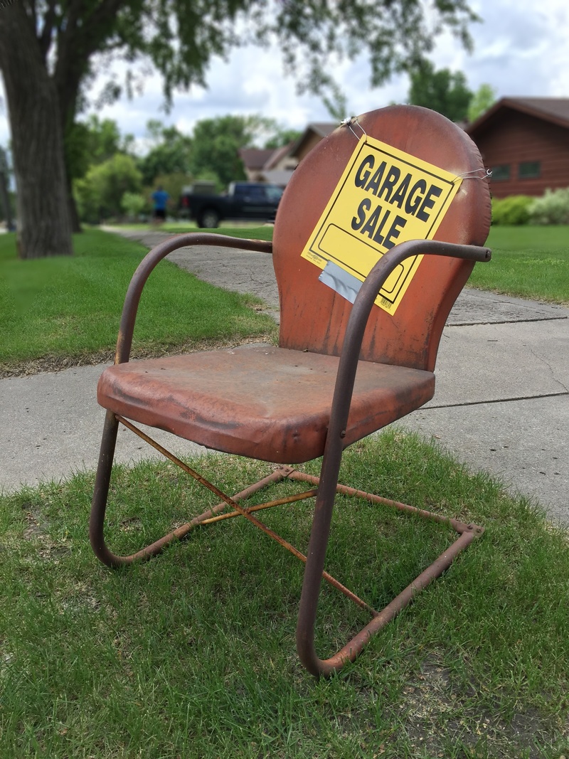 garage sale, plant, vintage, rusty, outdoors, absence, park - man made space, retro, old lawn chair, metal, tree, metal lawn chair, steel, park, day, nature