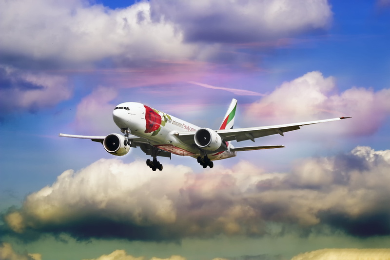 taking off, blue, rose, motion, sky, travel, airbus, arrival, airline, white, cloud - sky, no people, airplane, aerospace industry, journey, uae, flying