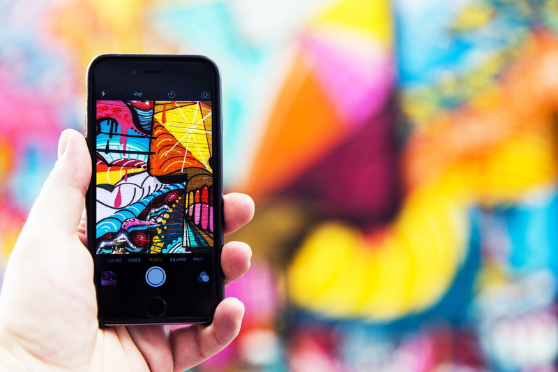 portable information device, graffiti, capturing, connection, finger, multi colored, technology, photographer, travel, colorful, photo, smartphone, outdoors