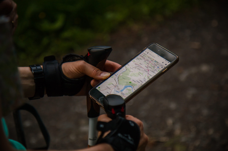 nordic, people, real people, iPhone 6, digital camera, day, google map, displaying, leisure activity, outdoors, sticks, iphone, finger, transportation