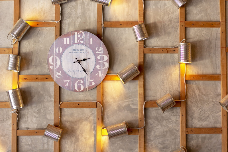 communication, analog, clock face, time, design, retro, lights, wooden, numbers, geometric shape, minute hand, clock, instrument of time, retro styled
