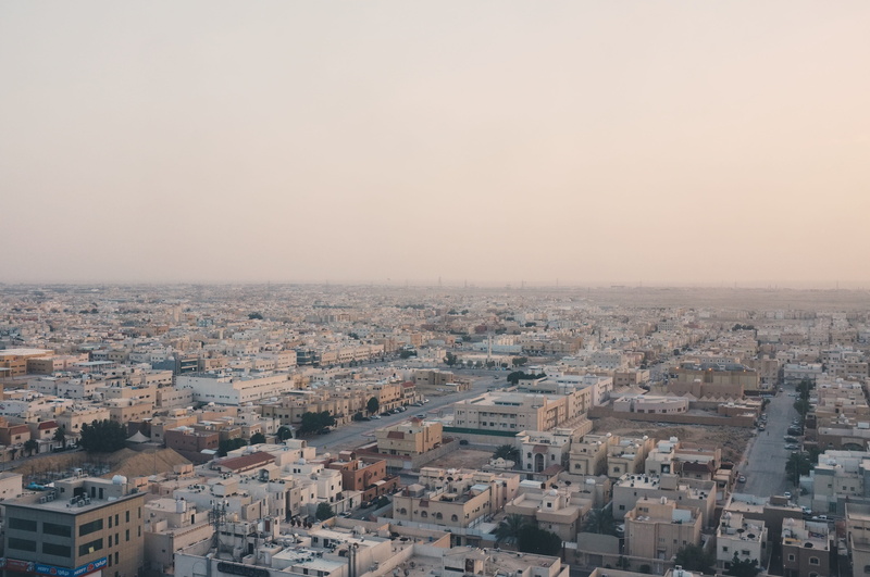clear sky, copy space, saudi, office building exterior, 4K, sky, urban, sunrise, residential district, saudi arabium, high angle view, city life, view