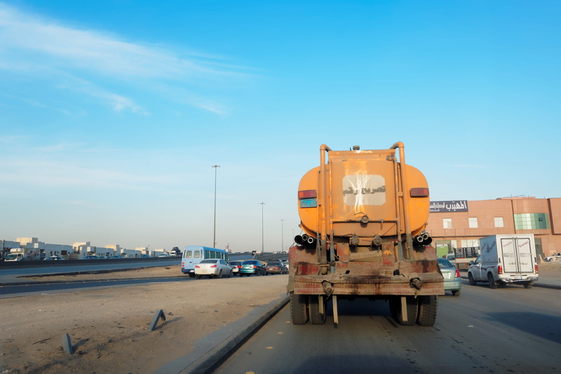 business, motor vehicle, semi-truck, sunlight, 4K, copy space, transportation, nature, construction equipment, traffic, islam, sky, no people, tank wagon