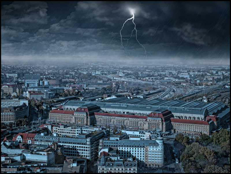 storm, rain, building exterior, 4K, travel destinations, residential district, night, vision, roofs, leipzig, cityscape, thunderstorm, built structure