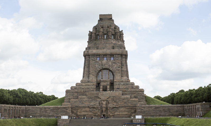 no people, grass, day, building, nature, imposing, built structure, travel destinations, the past, outdoors, travel, völkerschlachtdenkmal, tourist attraction