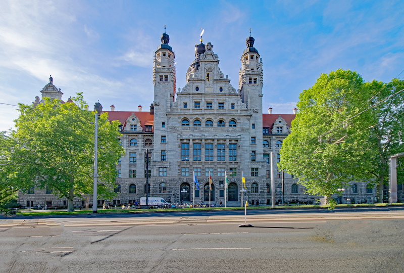 tree, history, nature, outdoors, Saxony, travel destinations, government, old building, Germany, Leipzig, palace, tourism, town hall, no people, sky, culture