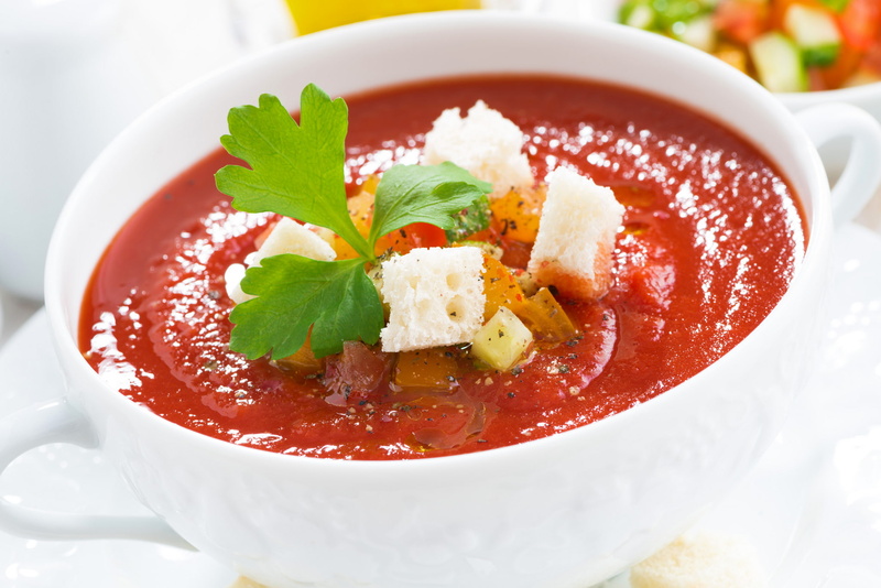 gazpacho, 1080P, crackers, tomato, soup, vegetables