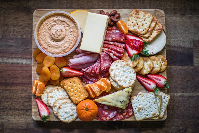 food photography, meat, no people, directly above, salami, vegetable, 5K, fruits, platter, wellbeing, slice, delicious, dairy product, bread, meal, still life