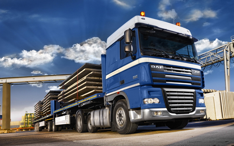 cloud - sky, XF105, sky, business, nature, mode of transportation, semi-truck, Truck, industry, tire, ИксЭф105, blue, freight, shipping, architecture