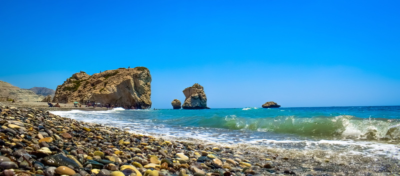 landscape, aphrodites rock, cyprus, nature, outdoors, rocky coastline, rock, blue, land, coastal, tranquil scene, rock formation, sea, horizon, travel