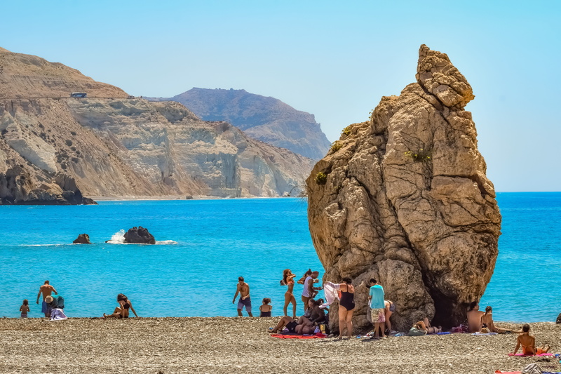 scenic, day, beach, solid, land, coast, beauty in nature, shore, group of people, rock - object, aphrodites rock, real people, rock, lifestyles, water