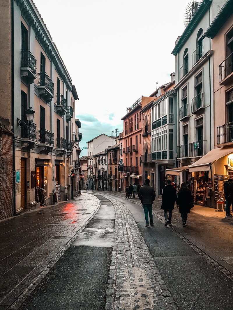 transportation, sidewalk, road, real people, sky, walking, alhambra, the way forward, walkway, urban, built structure, 4K, day, spain, architecture, rain