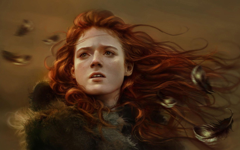 ygritte, game, haired, movies, red, girl, game of thrones, rose leslie, thrones, 1080P, painting, 1920x1200