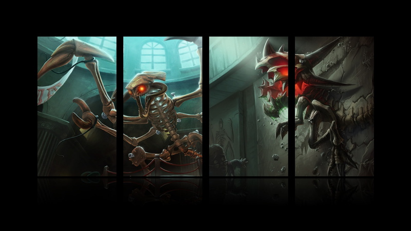 1080P, skeleton, painting, hd, legends, jurassic, kog, panel, league, video games, monster, maw