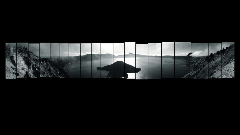 silhouette, body, panel, image, 1920x1080, lake, mountain, 1080P, artistic, island, hill, water, painting
