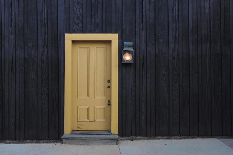 building, built structure, brown, outdoors, day, wooden, 4K, entrance, architecture, painted, building exterior, wall, light, closed, wood - material
