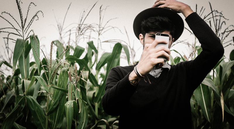 holding, smart phone, portable information device, iphone, portrait, cool, explore, hipster, plant, wireless technology, waist up, technology, nature, human body part