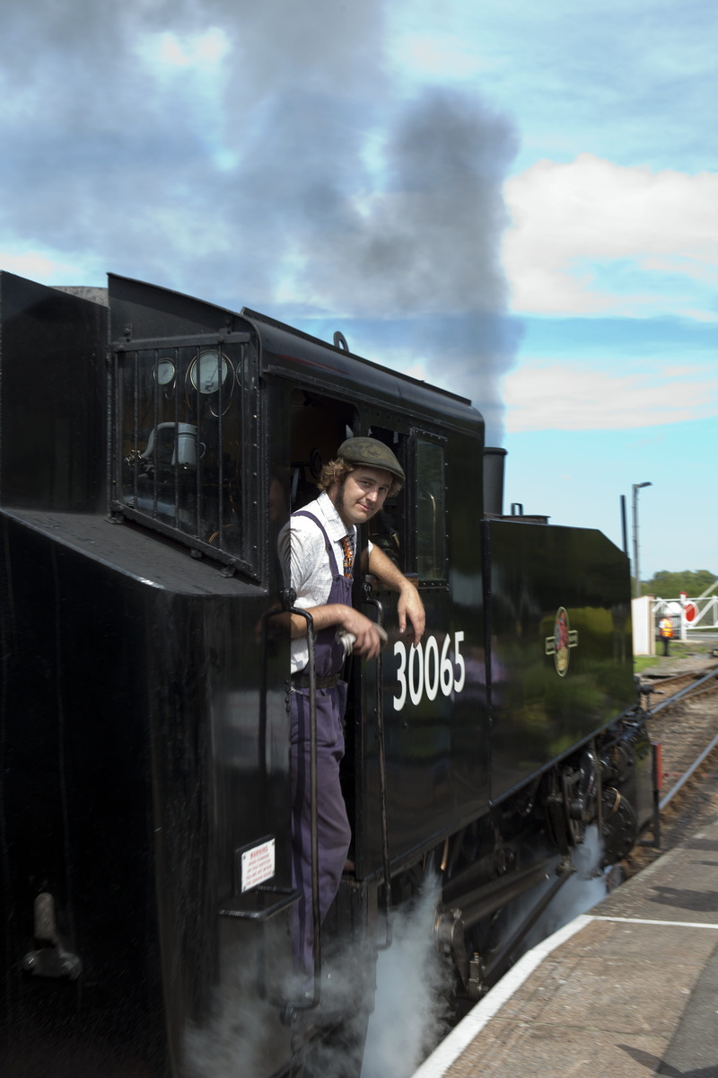 lifestyles, day, young adult, br livery, built structure, outdoors, transportation, architecture, smoke - physical structure, kent east sussex railway