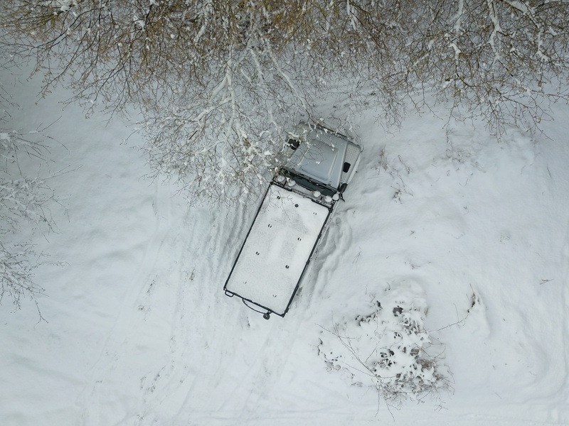 white, truck, land, white color, frozen, field, blizzard, weather, aerial view, bush, cold, scenics - nature, united kingdom, winter, outdoors, travel