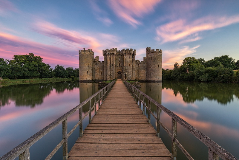 England, Bodiam Castle, castle, bridge, 1080P, East Sussex