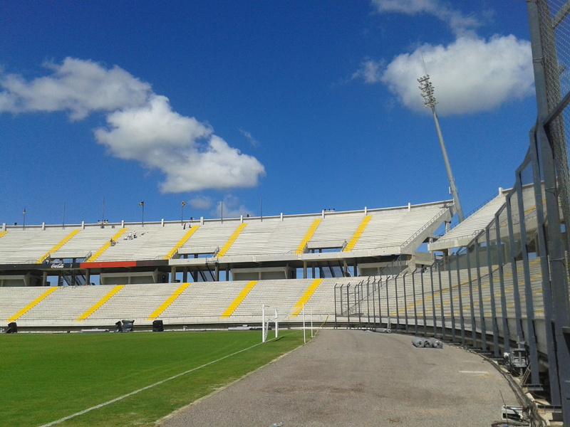low angle view, uruguay, team sport, outdoors, Peñarol, grass, Montevideo, stadium, architecture, 2K, football, fútbol, no people, sky, soccer field, montevideo