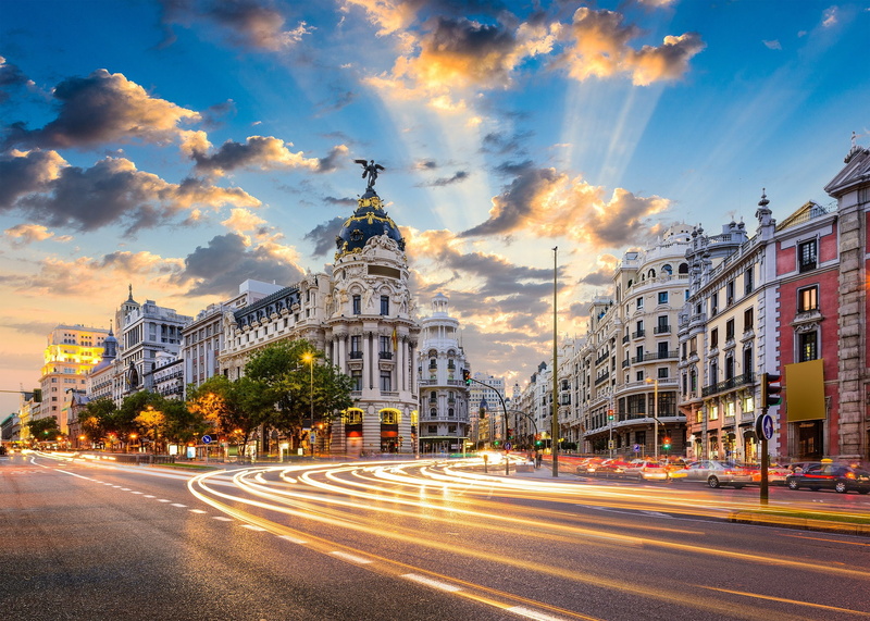 spain, buildings, road, clouds, 720P, City, sky, architecture, madrid