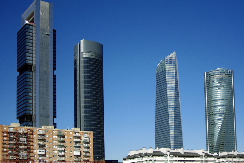 office, built structure, sunny, clear sky, city and Urban, no people, office building exterior, low angle view, day, city, steel, building, tower, architecture