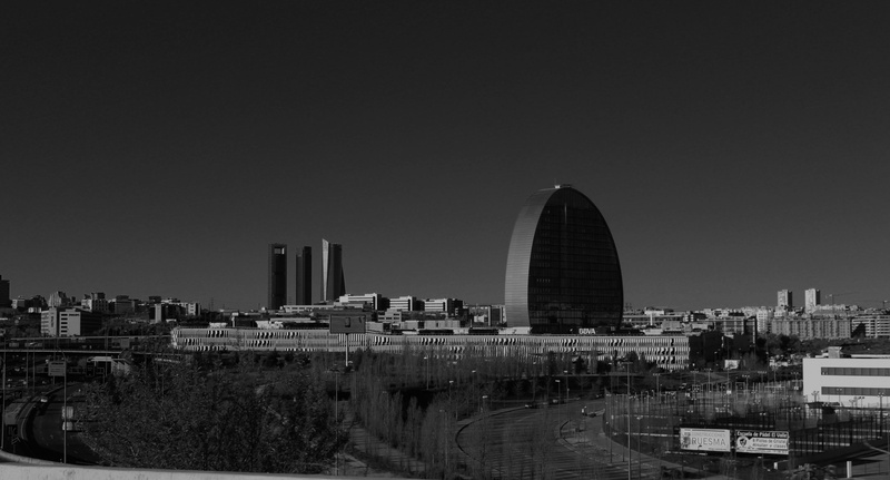 outdoors, modern, 4K, architecture, madrid, cities, clear sky, business, skyline, no people, water, built structure, buildings, nature, office building exterior