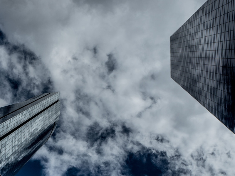modern, office building exterior, building exterior, Torres, nature, Buildings, madrid skyscrapers, urban, low angle view, snow, office, winter, Madrid