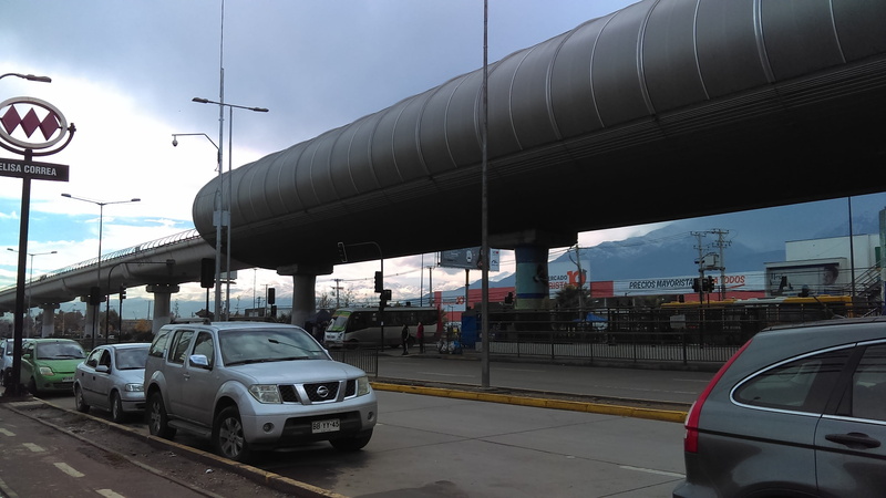 chile, santiago de chile, transportation, industry, building exterior, nature, high bridge, day, motor vehicle, no people, street light, street, land vehicle