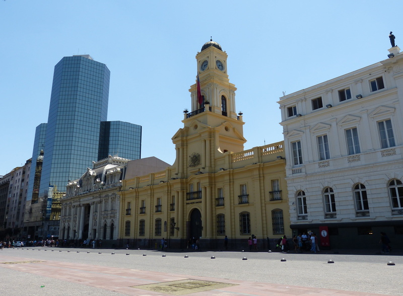 history, spirituality, tower, office building exterior, plaza del armas, city, built structure, architecture, skyscraper, religion, santiago de chile, clear sky