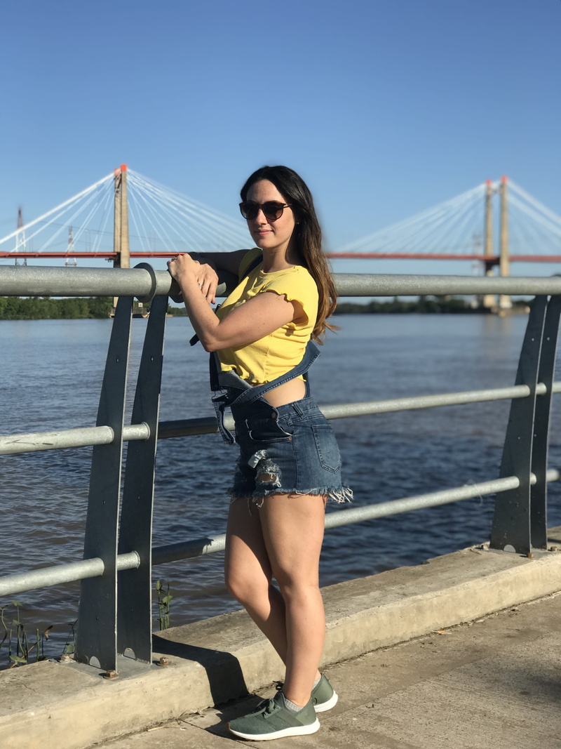 4K, argentina, outdoors, young women, lifestyles, accessory, banister, bridge, architecture, apparel, clothing, standing, zárate, building, one person