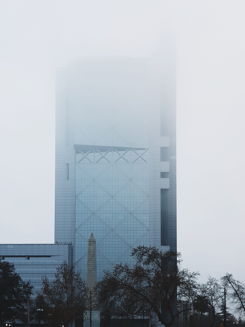 outdoors, chile, sky, plant, modern, skyscraper, built structure, building, air pollution, office, day, industry, pollution, low angle view, architecture