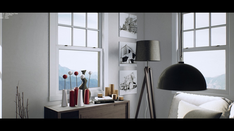 home, unreal engine 4 archviz, domestic life, window, day, indoors, domestic room, togetherness, table, men, standing, home interior, people, furniture