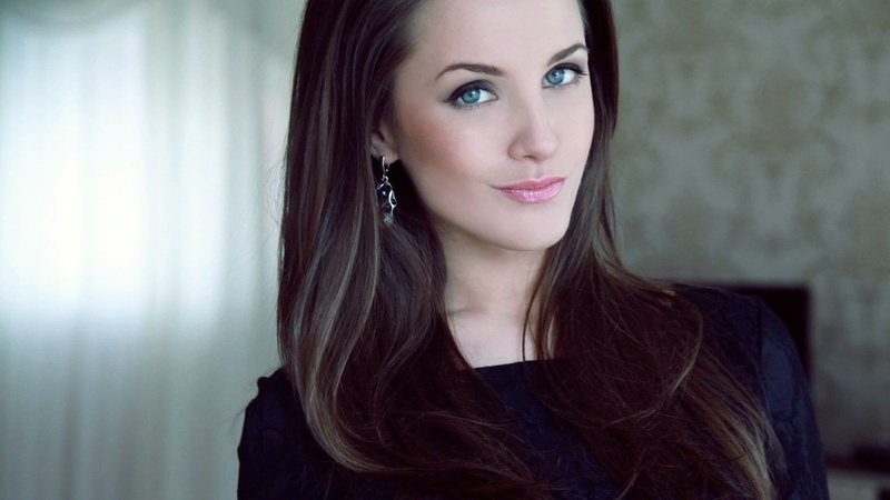 women, 1080P, blue eyes, rachael starr, brunette, smirk, model