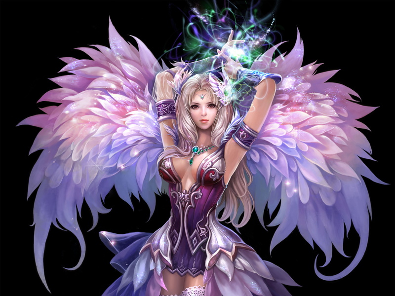perfect, purple, wings, angel, woman, world, girl, 2K, fantasy