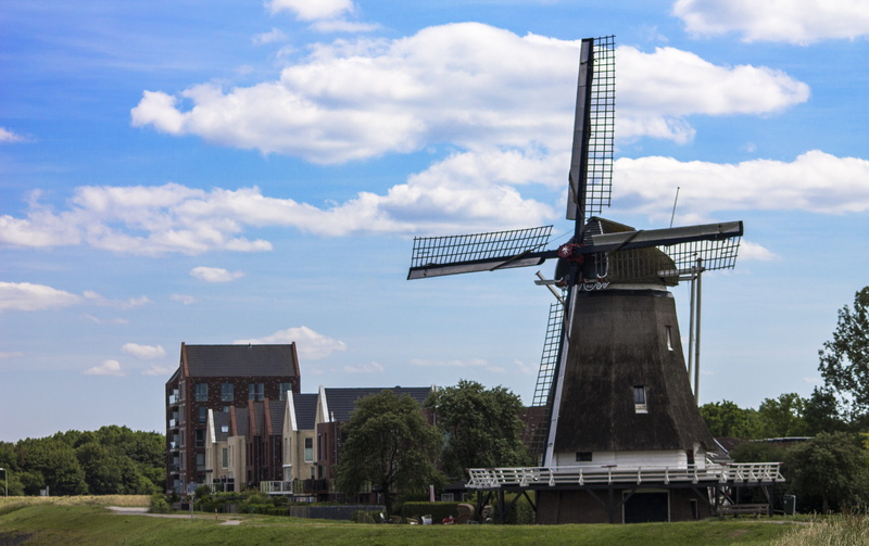 wind turbine, day, holland, mill blades, sky, fuel and power generation, historic mill, traditional windmill, nature, netherlands, wicks, outdoors, wind