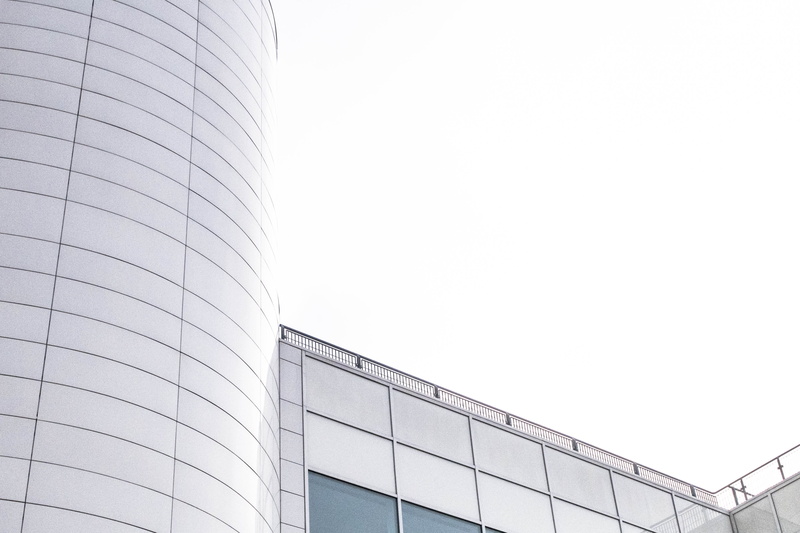 outdoors, copy space, white, day, urban, glass, building, lines, windows, rise, no people, clear sky, nature, city, metal, modern, high, 2K, factory, sky
