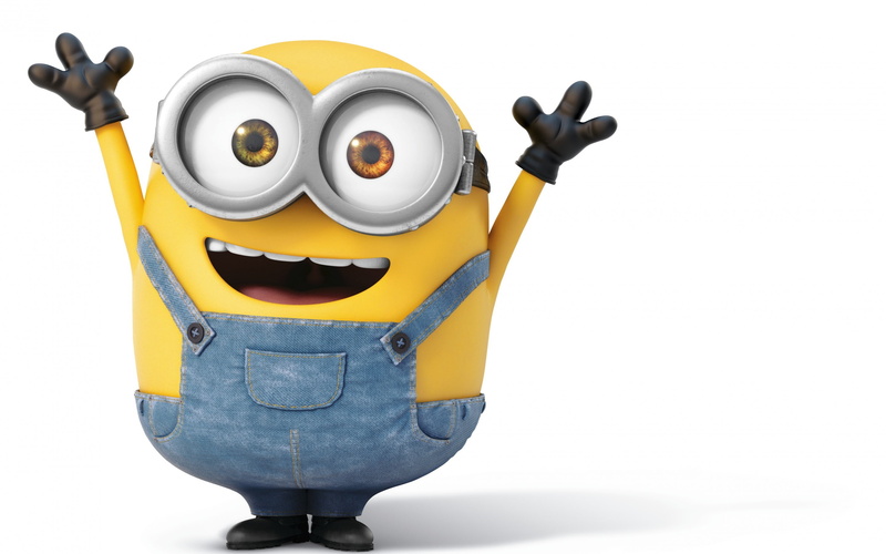 copy space, close-up, Minions, still life, indoors, technology, single object, 2K, representation, yellow, coin operated, anthropomorphic face, no people