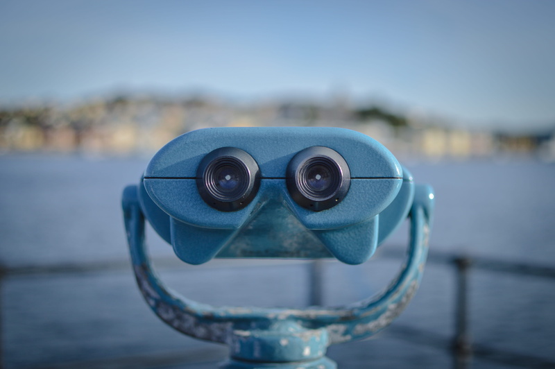 hand-held telescope, 5K, coast, binoculars, kristiansund, water, metal, no people, outdoors, nature, exploration, city, focus on foreground, surveillance