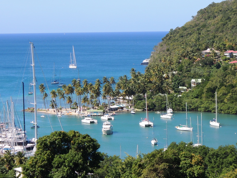 day, clear sky, transportation, sky, yacht, st lucia, water, no people, yachts, horizon over water, high angle view, beauty in nature, caribbean island