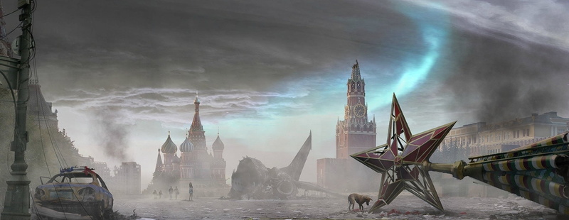 arrival, fog, building exterior, sky, building, religion, skyscraper, people, environment, transportation, architecture, industry, Sci Fi, built structure
