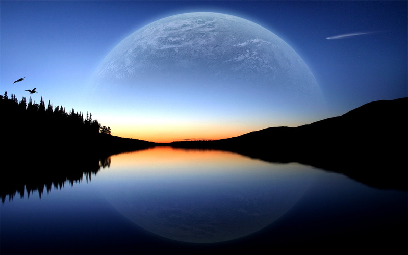tranquility, dark, beauty In Nature, scenics, summer, sky, sunlight, lake, nature, blue, mountain, light - Natural Phenomenon, wilderness Area, galaxy