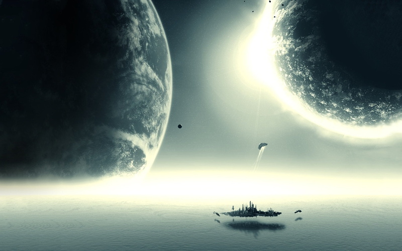 Planet Rise, 1080P, Ocean, Ship, Space, Planet, Stargate Atlantis, Sci Fi