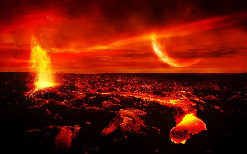 island, exploding, fire, flowing, sign, nature, warning sign, communication, 1080P, water, volcano, geology, outdoors, power, eruption, night, power in nature