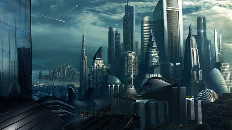 fantasy art, metropolis, skyscrapers, futuristic, city, future city, 1080P, cityscape, blue, future, fantasy city, skyline, concept art