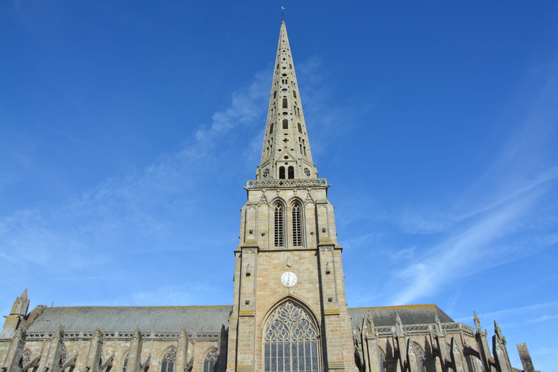 blue sky, 5K, cathedral, lovely cathedral, day, architecture, religious monument in tréguier, blue, religion, no people, sky, spirituality, belief, clock
